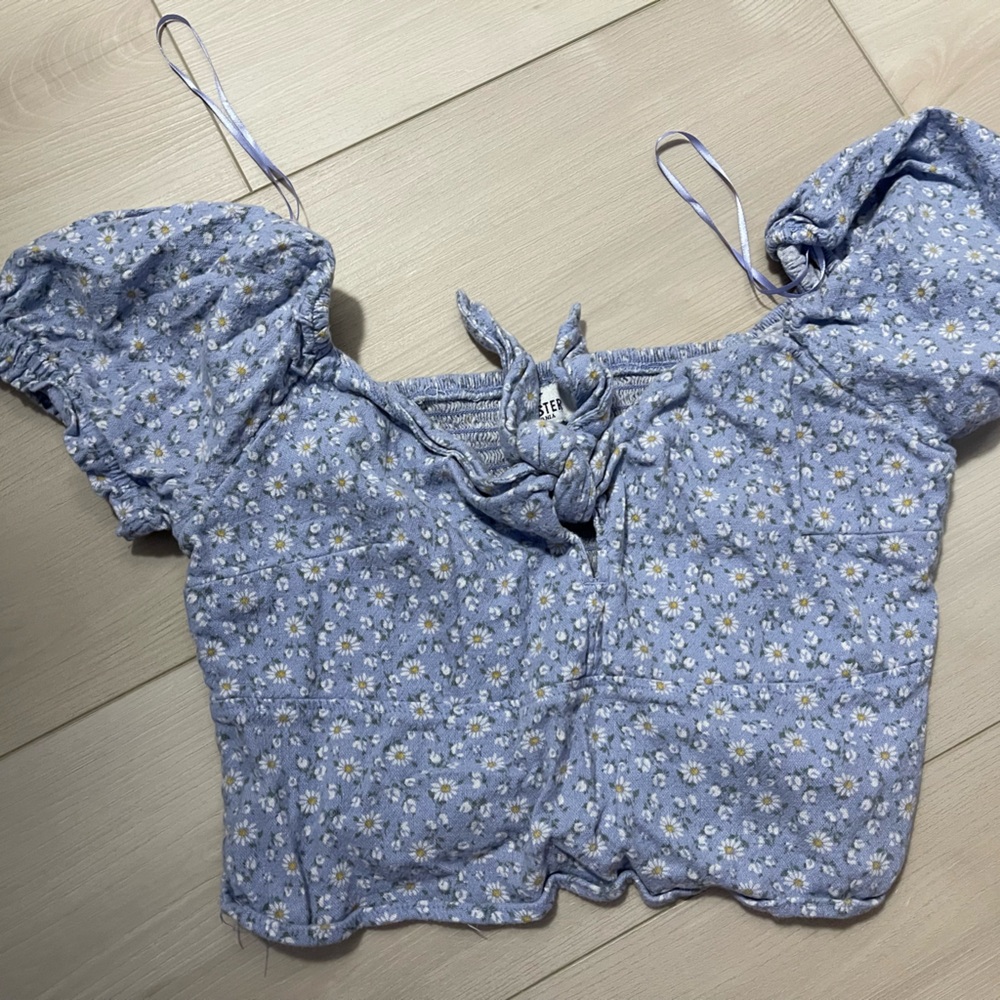 Hollister Blue Floral Crop Top